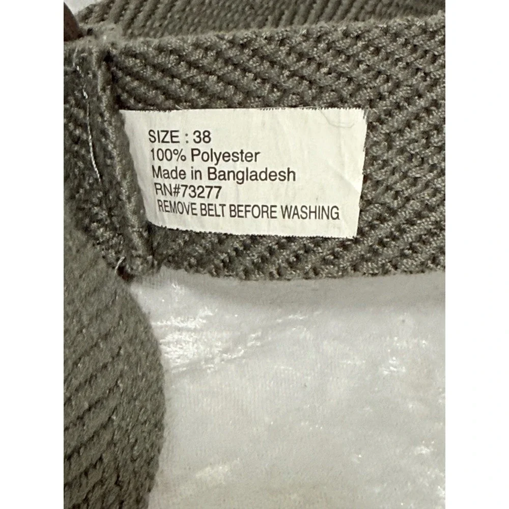 Mens Size 38 Charcoal Gray Herringbone‎ Woven Dark Double Ring Belt Custom Fit